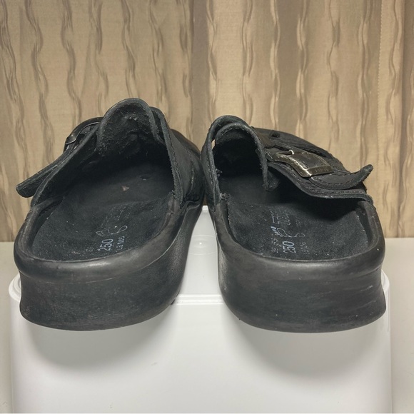 Tatami Birkenstock Women’s 8 Men's 6 Black Leather Clogs Mules Slip On - Picture 7 of 16